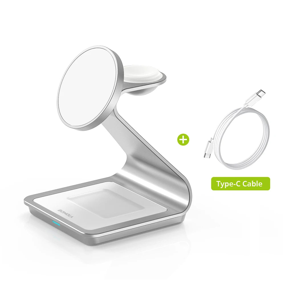 Station de Charge Magnétique 3-en-1 – iPhone, Apple Watch & AirPods