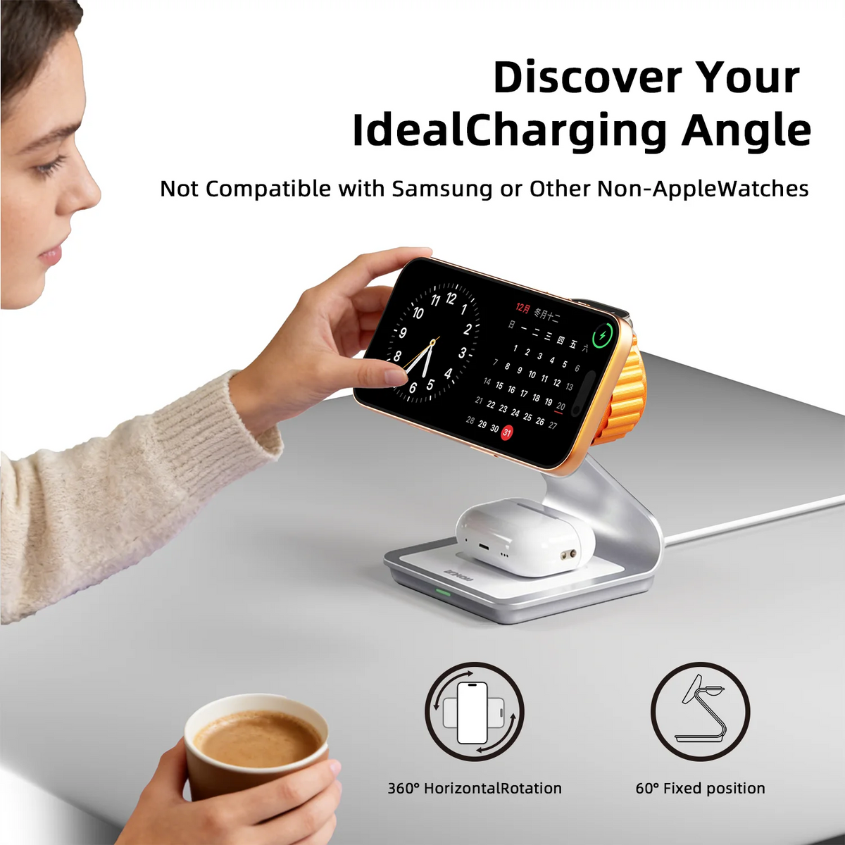 Station de Charge Magnétique 3-en-1 – iPhone, Apple Watch & AirPods